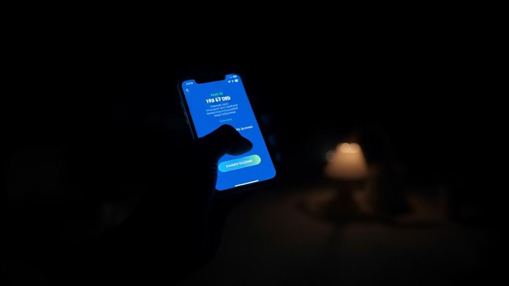A payment being signed on a phone in an off-grid village at night
